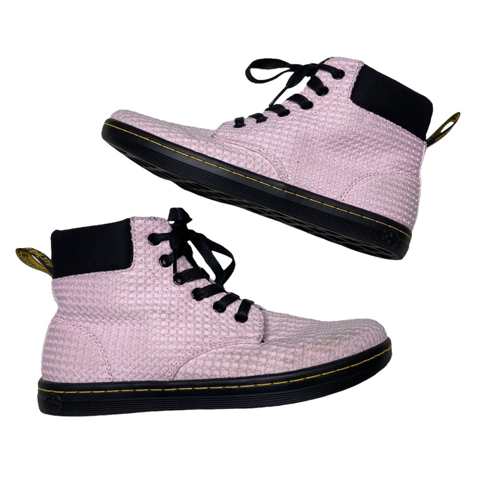 DR MARTENS Maelly Canvas Waffle Knit Boot Pink Black Size 8